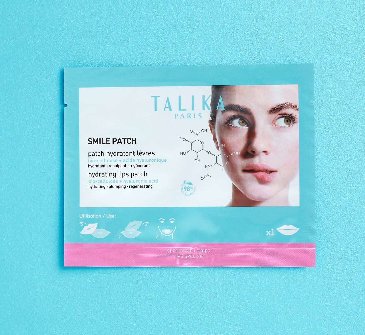 Talika Paris smile patch packaging on a light blue background